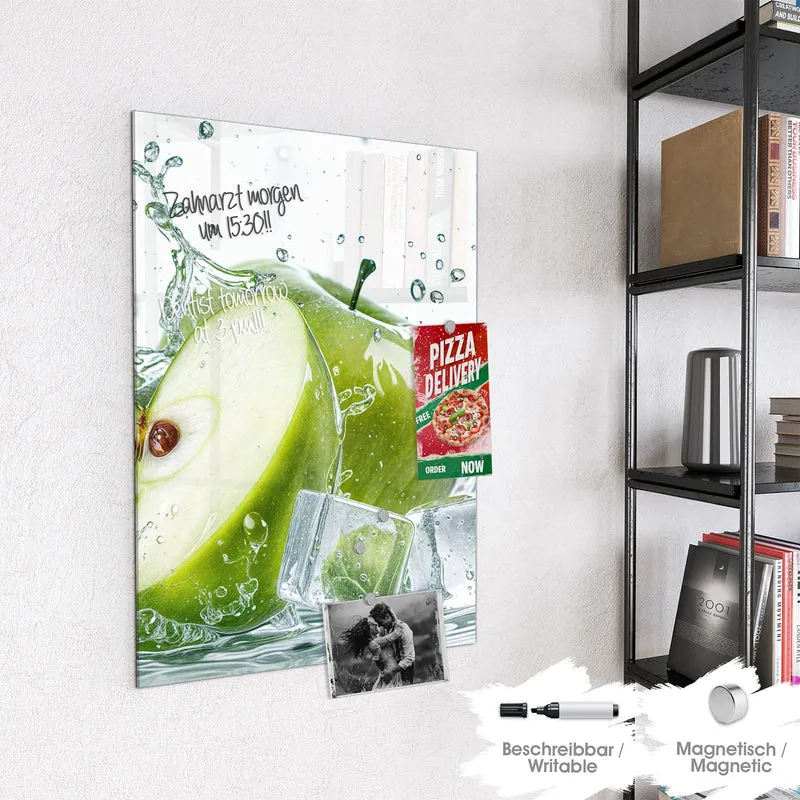 Magnettafel - Grüne Äpfel mit Eis