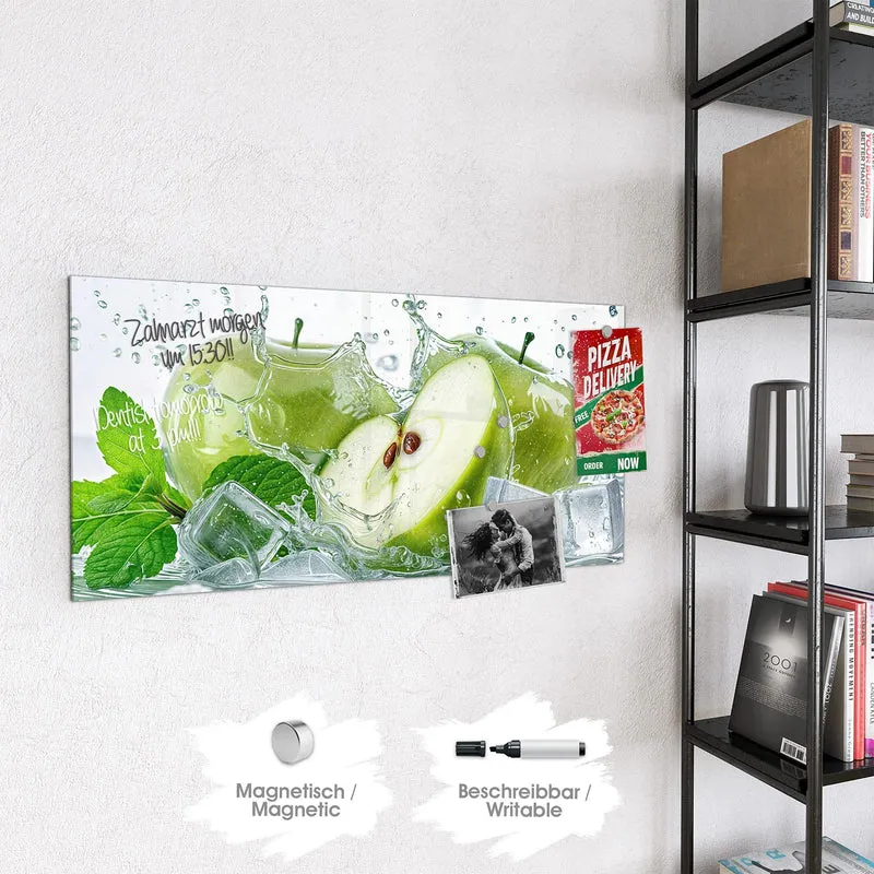 Magnettafel - Grüne Äpfel mit Eis