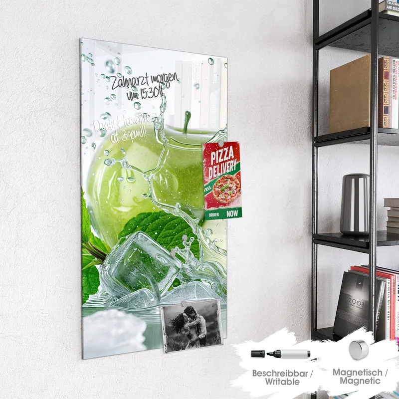 Magnettafel - Grüne Äpfel mit Eis
