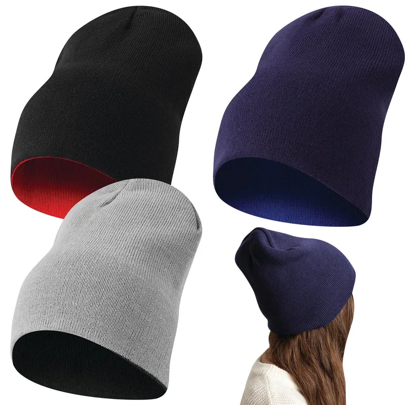 Mütze Wintermütze Beanie Wendemütze Freizeitmütze Damen Herren Unisex Wende Set