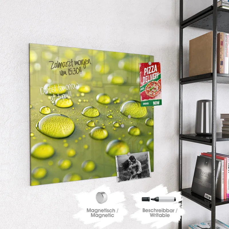 Magnettafel - Große Tropfen in Oliv