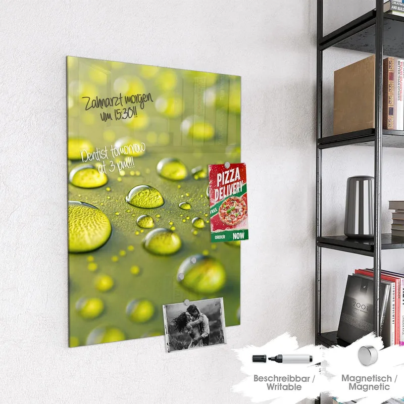 Magnettafel - Große Tropfen in Oliv