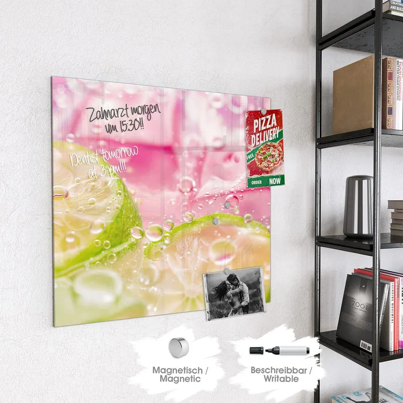 Magnettafel - Limetten auf Rosa