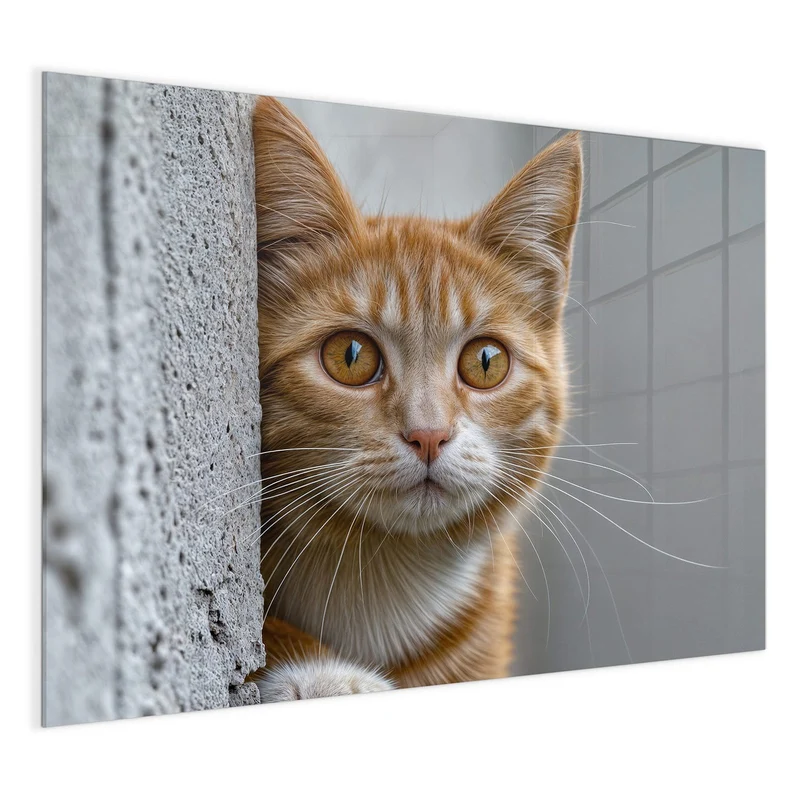 Magnettafel - Katze hinter der Mauer