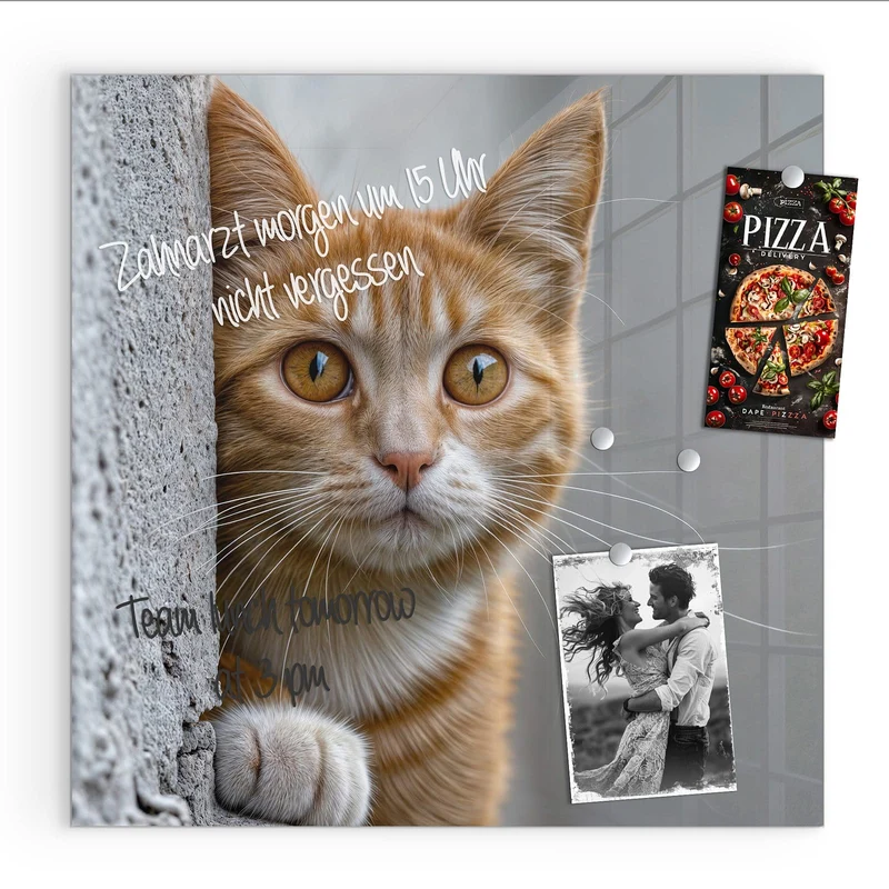 Magnettafel - Katze hinter der Mauer