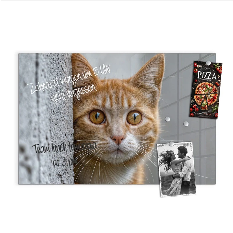 Magnettafel - Katze hinter der Mauer