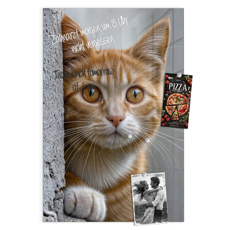 Magnettafel - Katze hinter der Mauer
