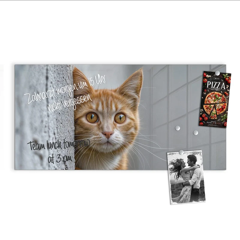Magnettafel - Katze hinter der Mauer