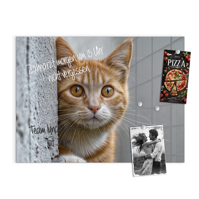 Magnettafel - Katze hinter der Mauer