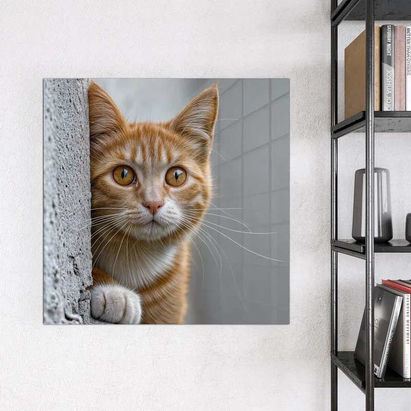 Magnettafel - Katze hinter der Mauer