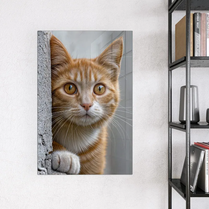Magnettafel - Katze hinter der Mauer