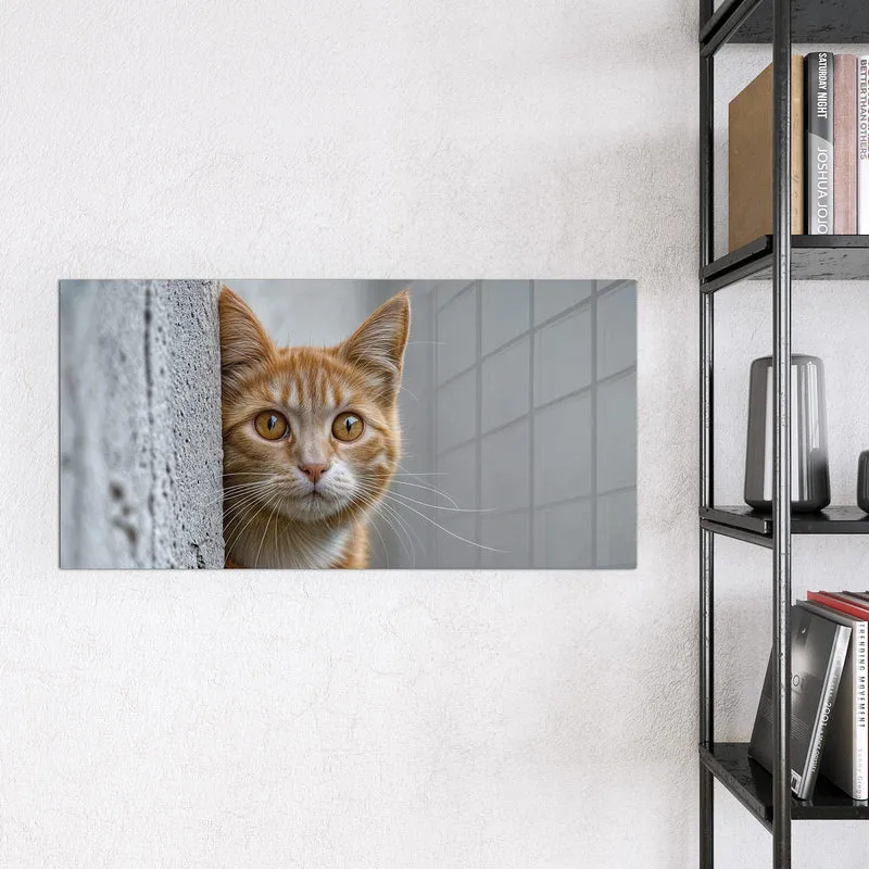 Magnettafel - Katze hinter der Mauer