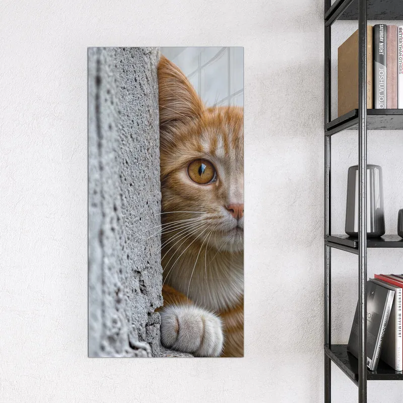 Magnettafel - Katze hinter der Mauer