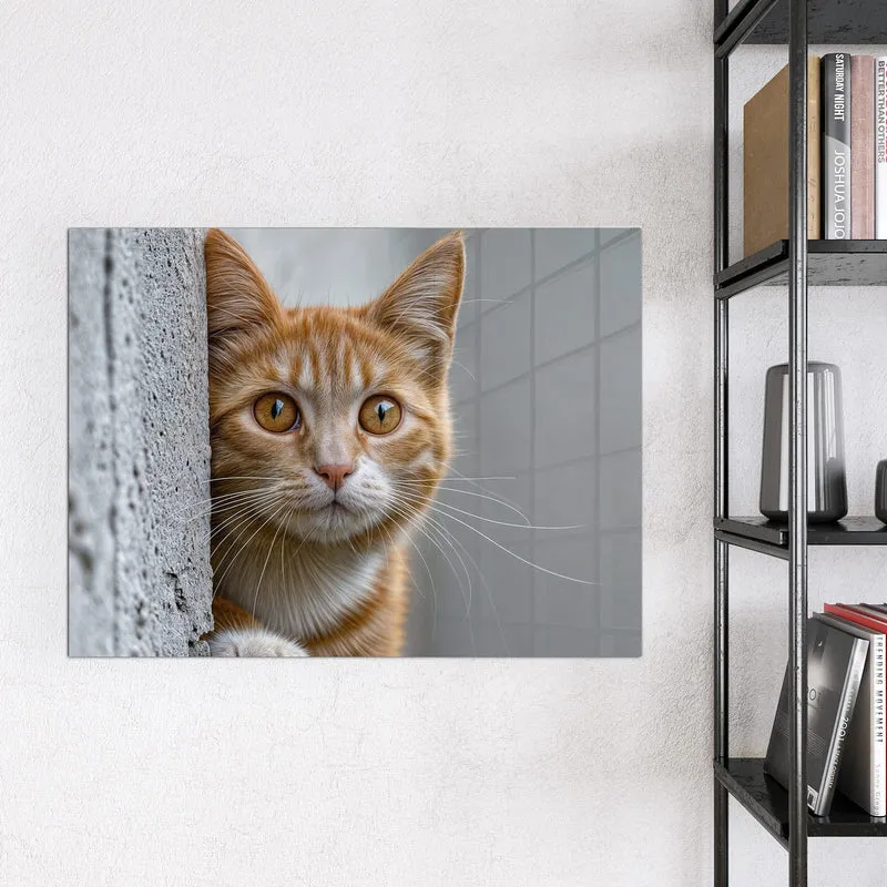 Magnettafel - Katze hinter der Mauer
