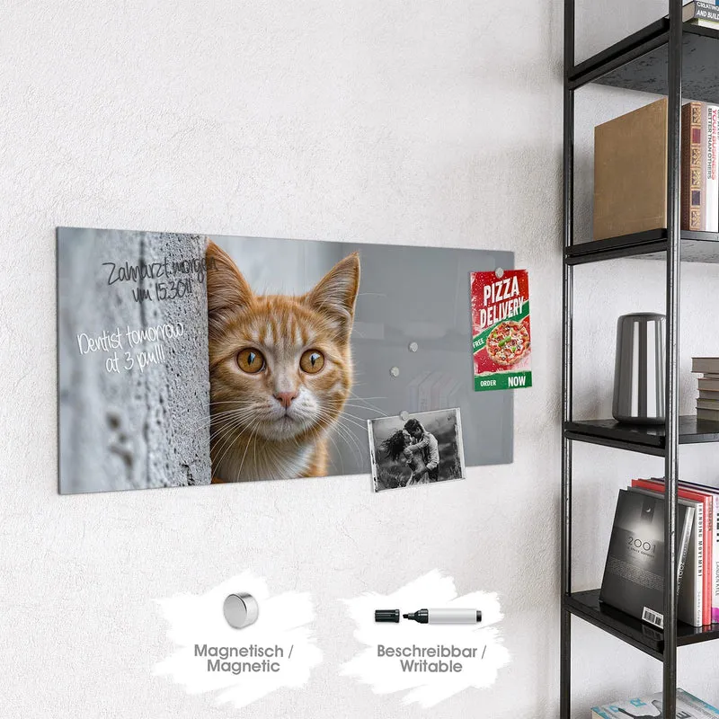 Magnettafel - Katze hinter der Mauer