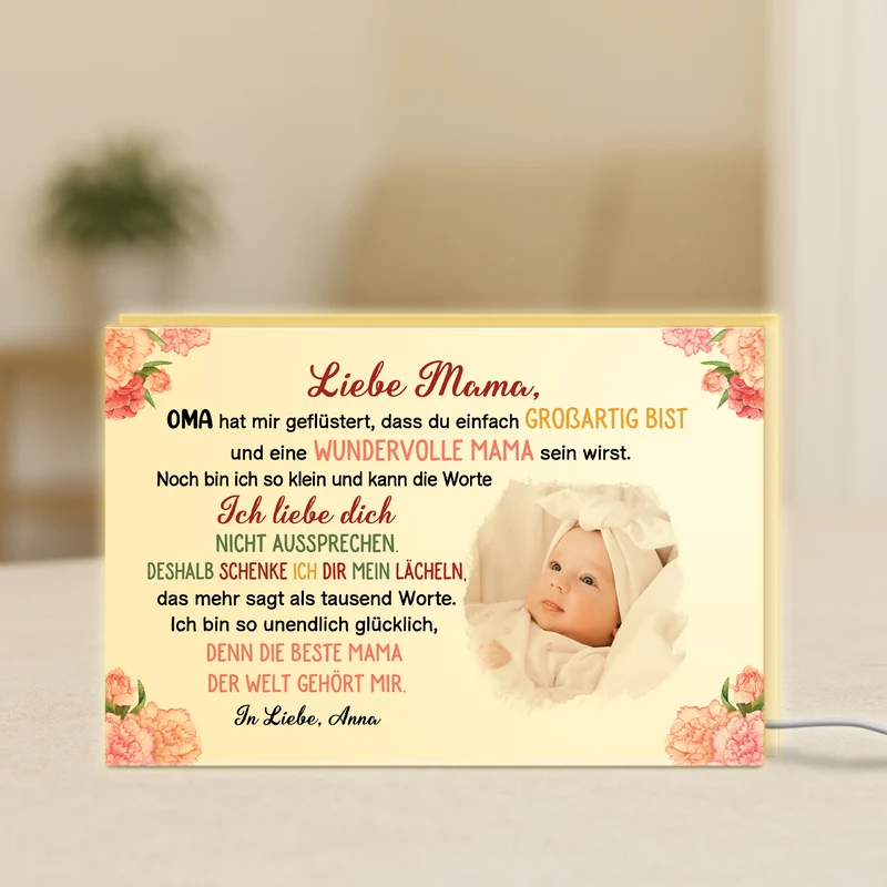 Liebe Mama - Personalisiertes Geschenk | Lightbox Mama Baby mit Foto