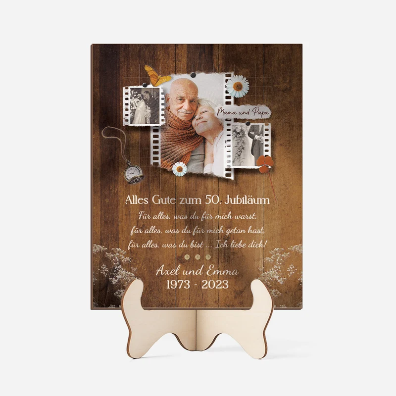 50 Jahre Verheiratet Spruch - Personalisierte Geschenke Jahrestag | Holztafel Paar mit Foto