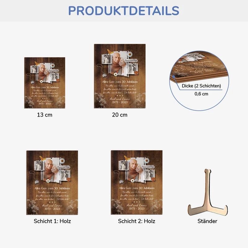 50 Jahre Verheiratet Spruch - Personalisierte Geschenke Jahrestag | Holztafel Paar mit Foto