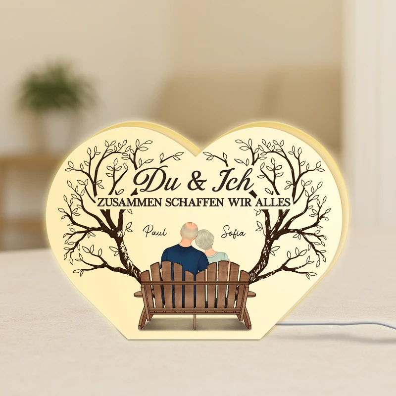 Du Und Ich Wir Schaffen Alles Bäume - Personalisiertes Geschenk | Lightbox Paar