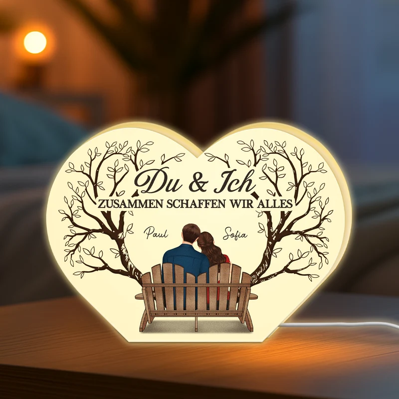 Du Und Ich Wir Schaffen Alles Bäume - Personalisiertes Geschenk | Lightbox Paar