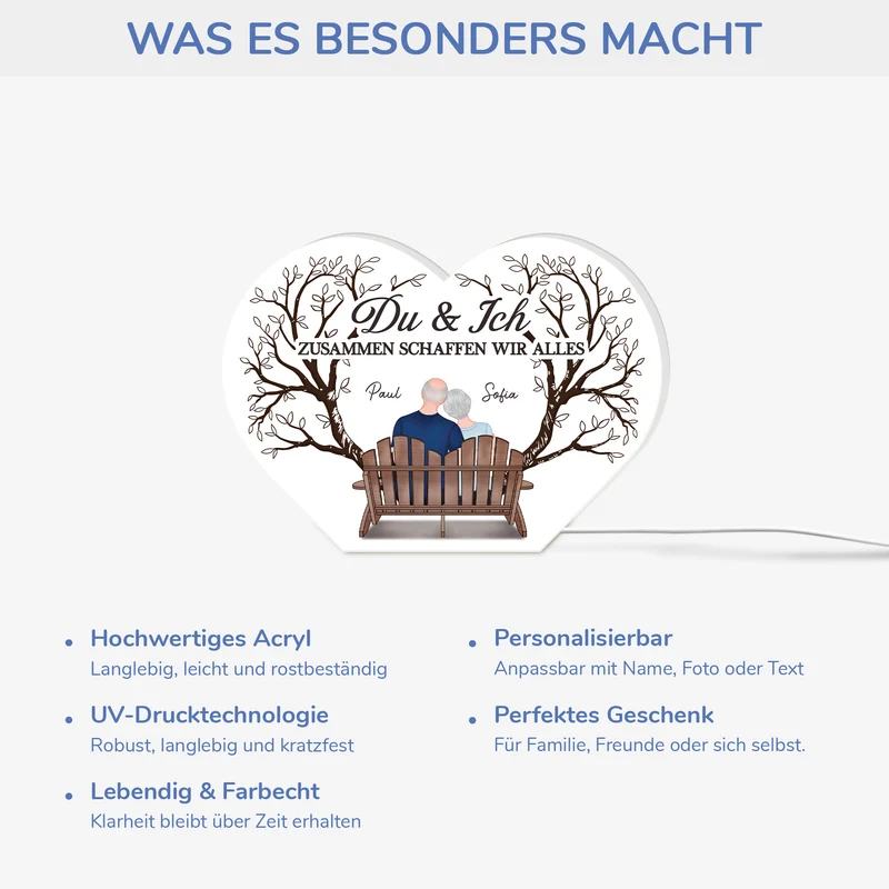 Du Und Ich Wir Schaffen Alles Bäume - Personalisiertes Geschenk | Lightbox Paar