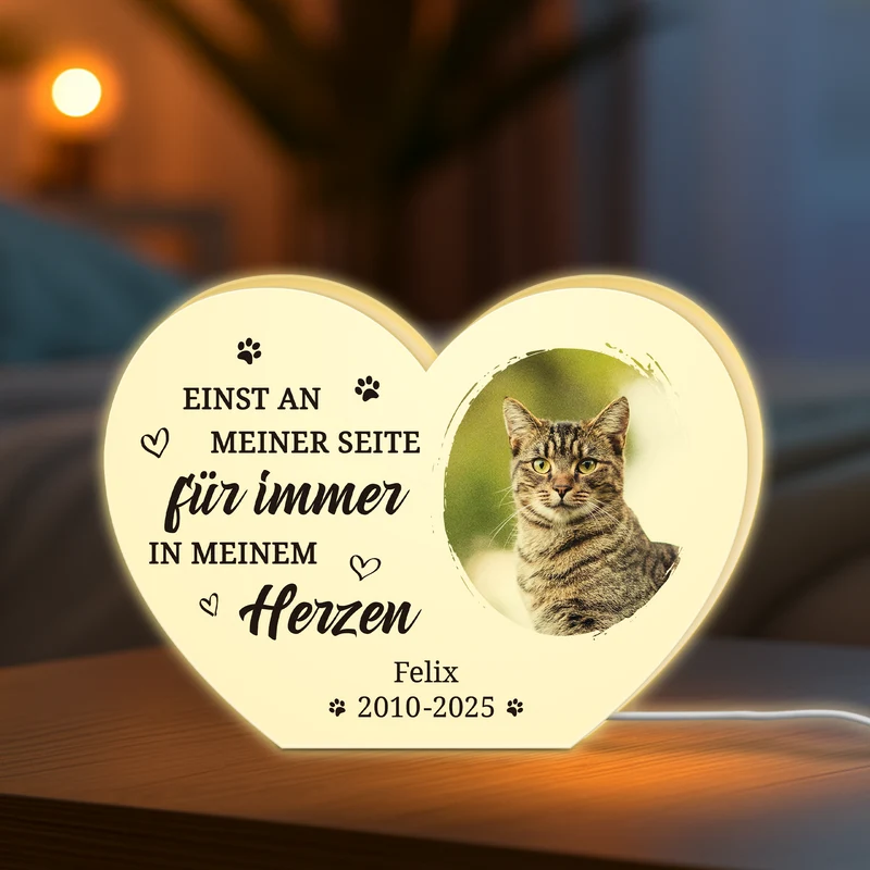 Für Immer In Meinem Herzen - Personalisiertes Erinnerungen Geschenk | Lightbox Hund mit Foto