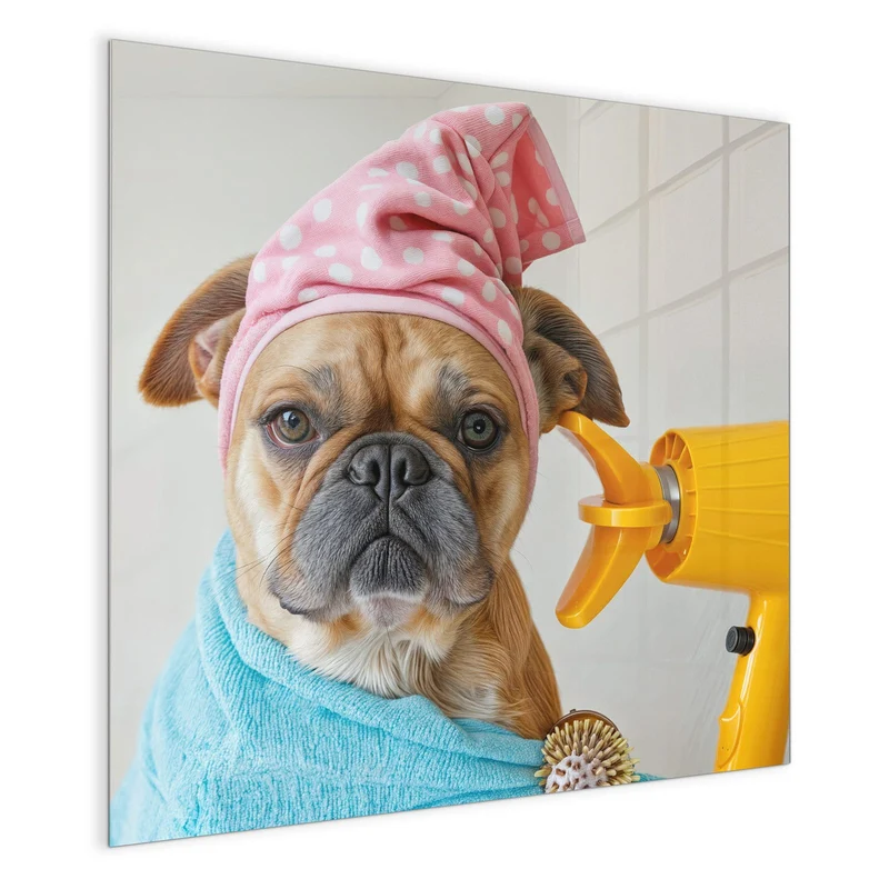 Magnettafel - Hund im Bademantel