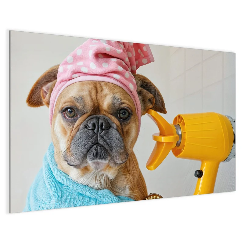 Magnettafel - Hund im Bademantel