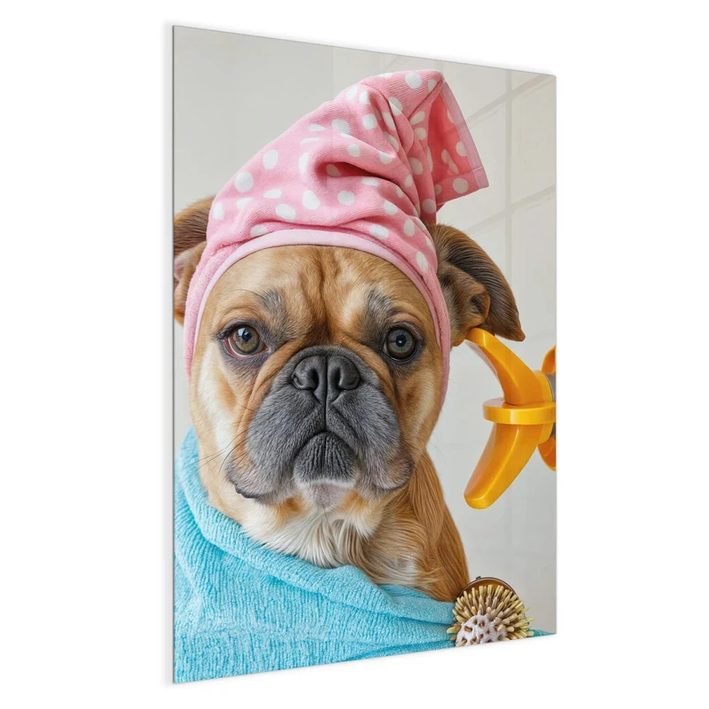Magnettafel - Hund im Bademantel