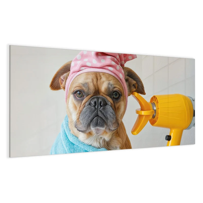Magnettafel - Hund im Bademantel