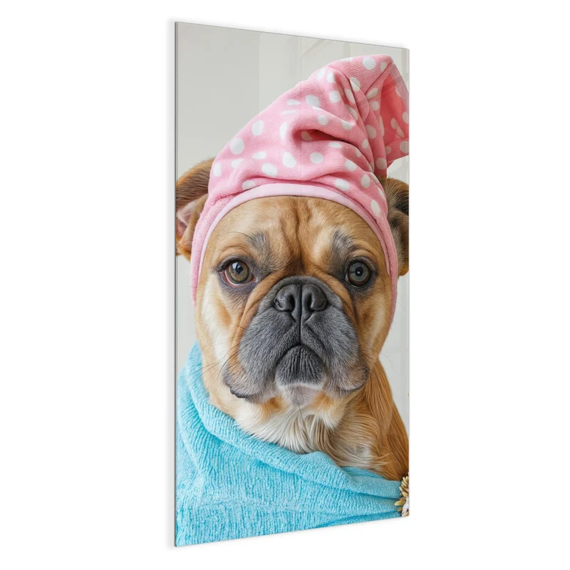 Magnettafel - Hund im Bademantel