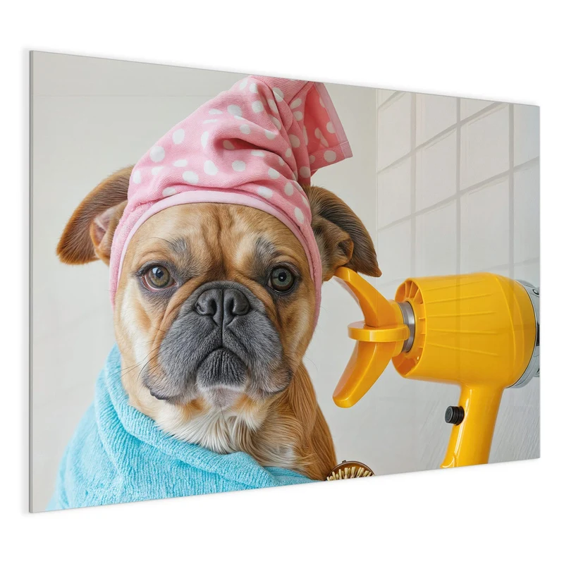 Magnettafel - Hund im Bademantel