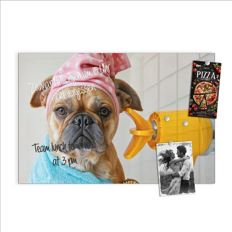 Magnettafel - Hund im Bademantel