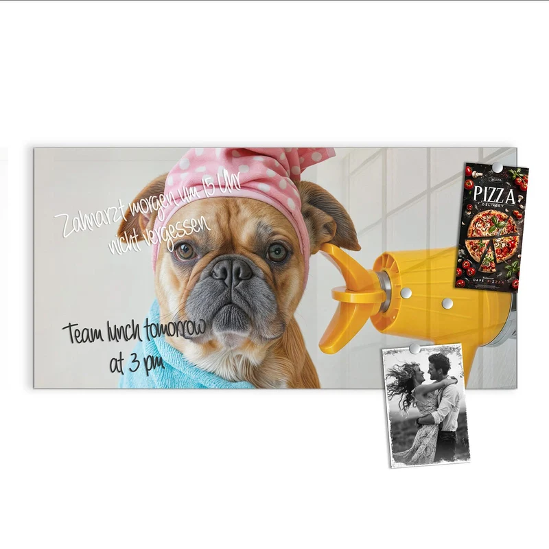 Magnettafel - Hund im Bademantel