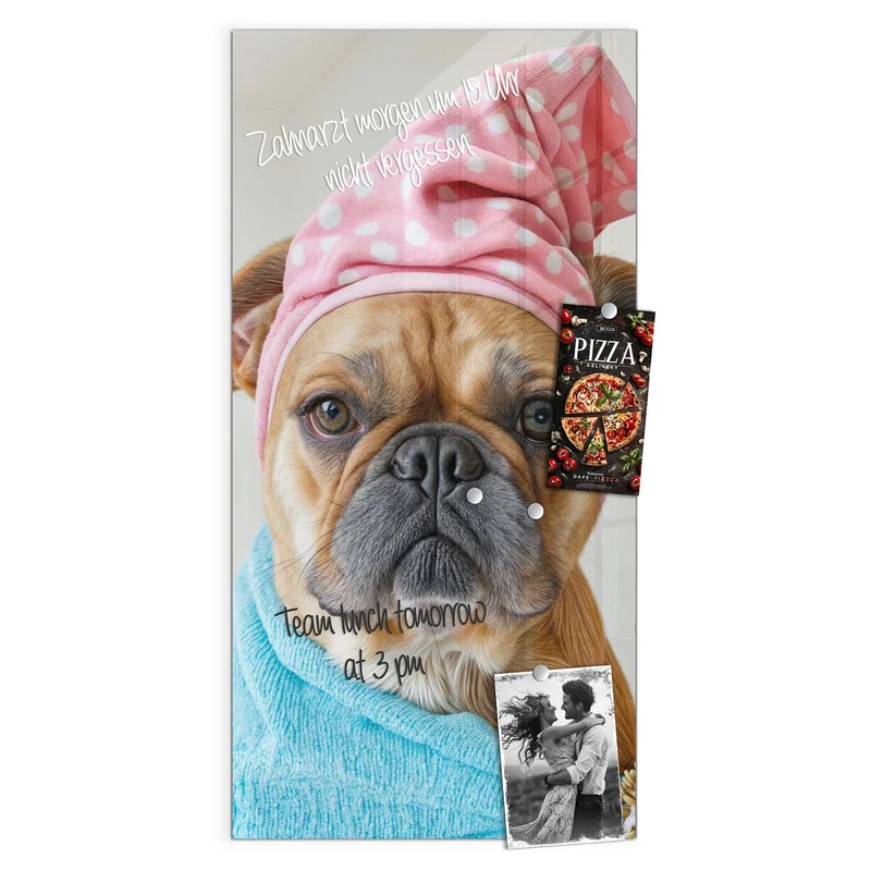 Magnettafel - Hund im Bademantel