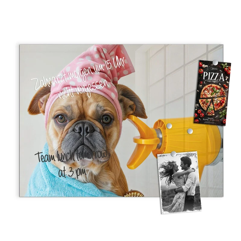 Magnettafel - Hund im Bademantel