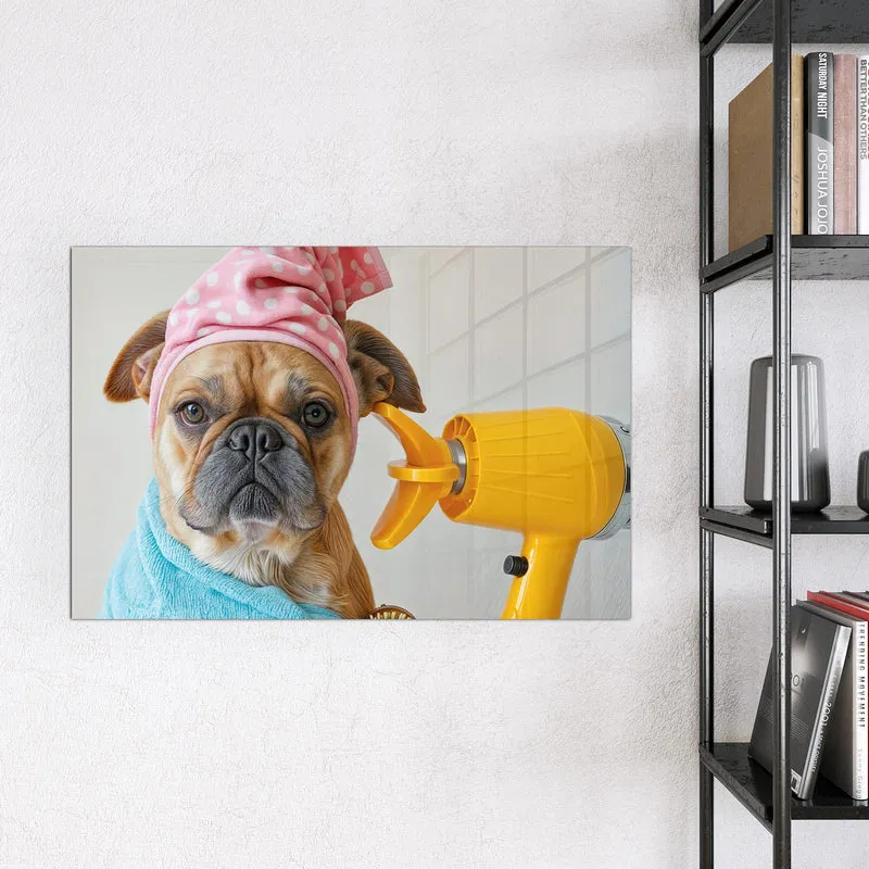 Magnettafel - Hund im Bademantel