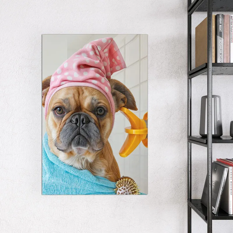 Magnettafel - Hund im Bademantel