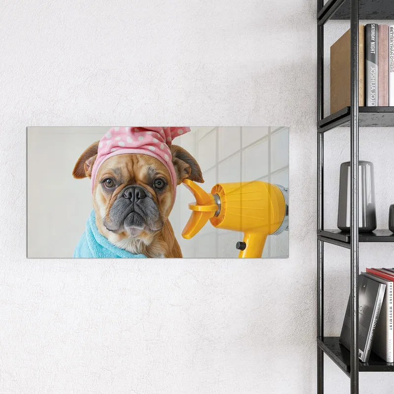 Magnettafel - Hund im Bademantel