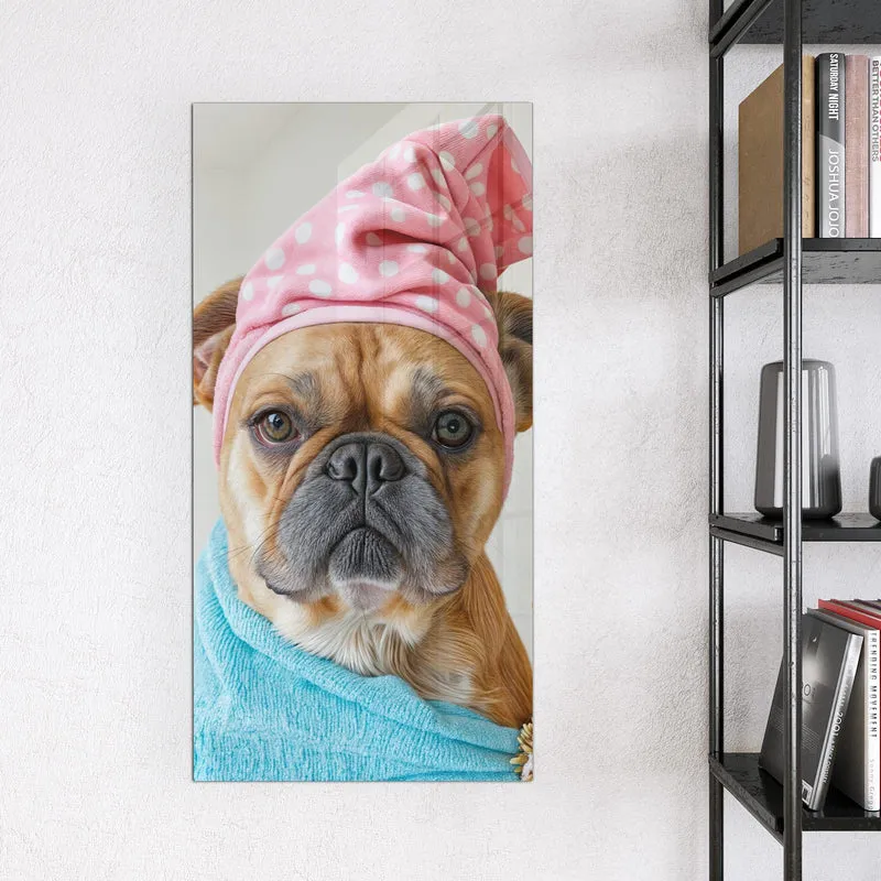 Magnettafel - Hund im Bademantel