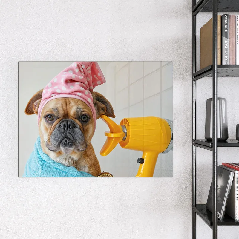 Magnettafel - Hund im Bademantel