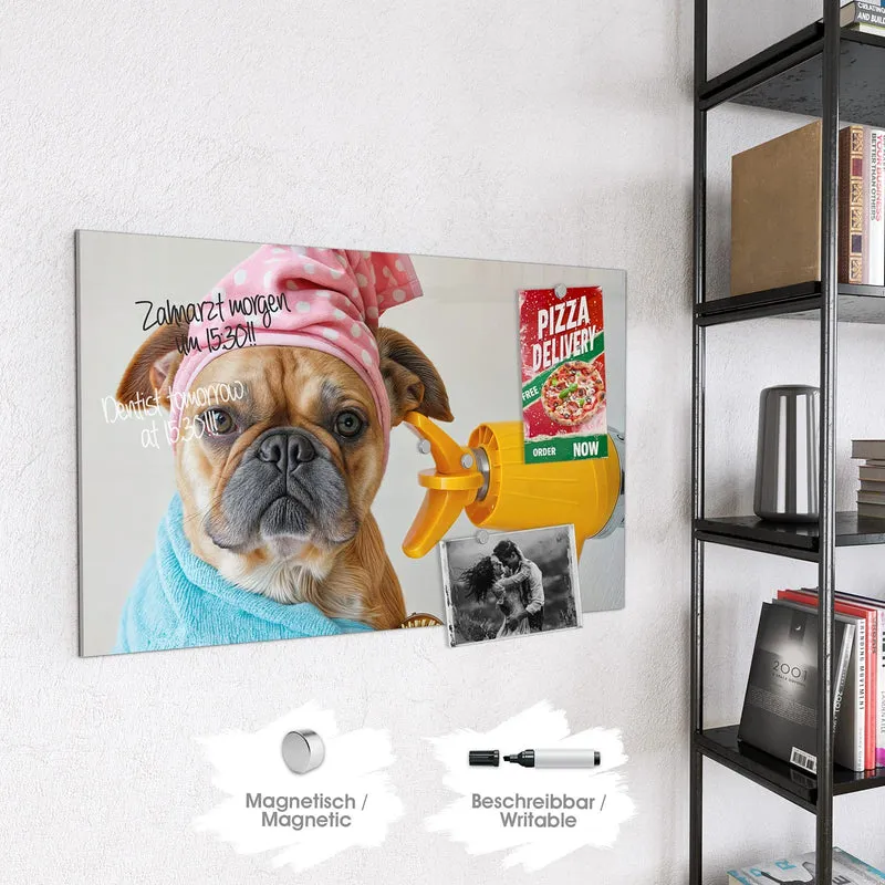 Magnettafel - Hund im Bademantel