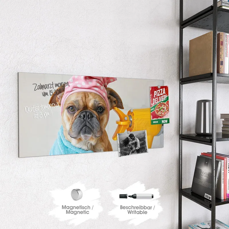 Magnettafel - Hund im Bademantel