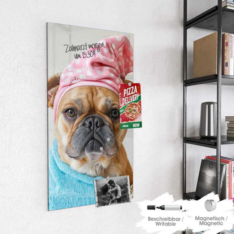 Magnettafel - Hund im Bademantel