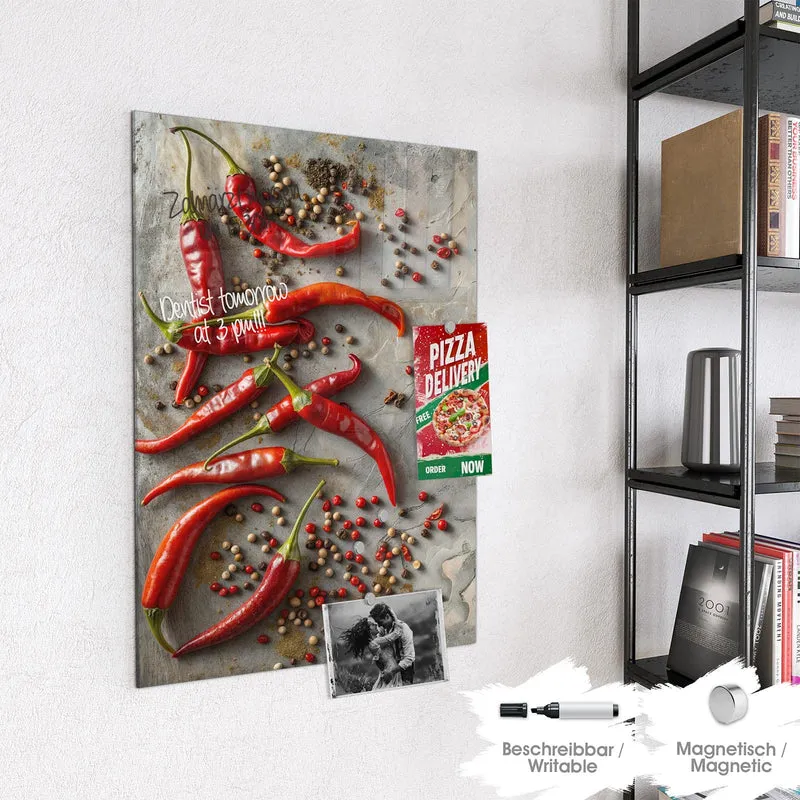 Magnettafel - Chilis mit Pfeffer