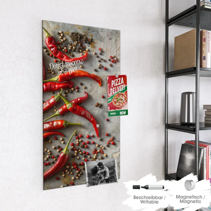 Magnettafel - Chilis mit Pfeffer