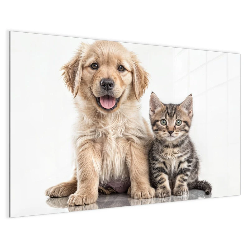 Magnettafel - Retriever und Kätzchen