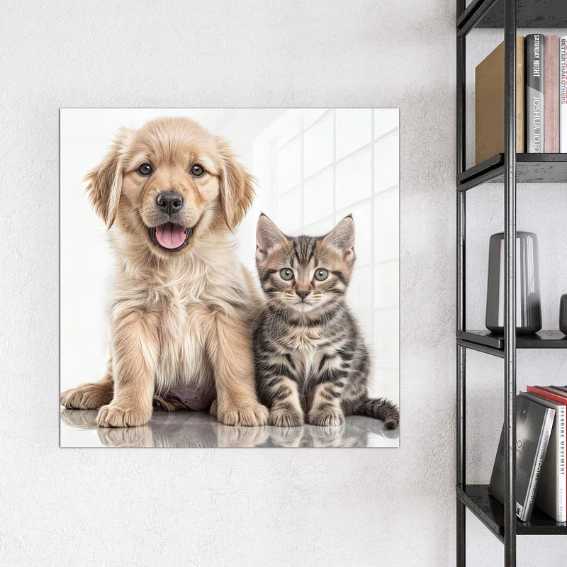 Magnettafel - Retriever und Kätzchen