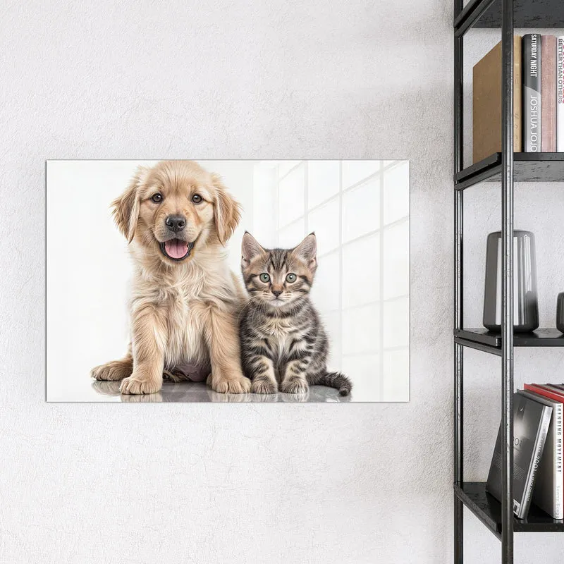 Magnettafel - Retriever und Kätzchen