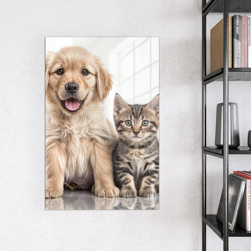 Magnettafel - Retriever und Kätzchen